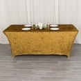 thumbnail image 4 of Efavormart 6ft Gold Crushed Velvet Stretch Fitted Rectangular Table Cover, 4 of 5