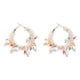 thumbnail image 1 of 2pcs Round alloy rice bead woven flower wreath shaped earrings, women's imitation pearl earrings, Bohemian ethnic style earrings, 1 of 5