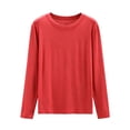thumbnail image 2 of Trikvn Women's Long Sleeve T-Shirts Basic Crewneck Slim Fit Tops Casual Solid Undershirts Flattering Lightweight Spring Fall Everyday Wear Workout Layering Shirts, 2 of 8