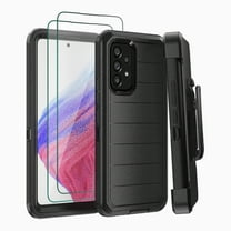 Xhy Samsung Galaxy A53 5G Case with Belt Clip Holster and Screen Protector Military Grade Full Body Multilayer Drop Shock Protection 3 in 1 Rugged Durable Detachable for Samsung A53 5G Phone - Black