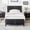 Black, variant on Full Bed Frame with Wood Headboard, Heavy-Duty Metal Platform, No Box Spring Needed, Storage Space, Easy Assembly