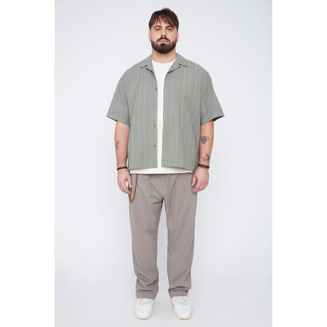 THICKEMS Men’s Twill Chino Pleated Pants