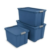 Sterilite 20 Gallon Large Storage Bin, Plastic Storage Container with Latch Lid, Blue