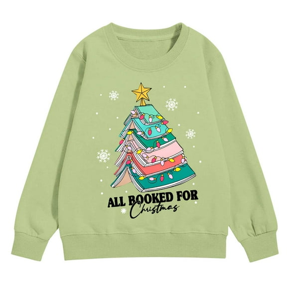 XQYLOS Chandail à Manches Longues pour Garçons en Bas Âge, Chandail de Noël en Coton, Haut Graphique pour Fête de Vacances, Chandail pour Enfants 3-14T