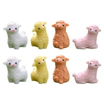 8Pcs Mini Alpaca Figurines Miniature Resin Animal Figurine Landscape Mini Alpaca Decor