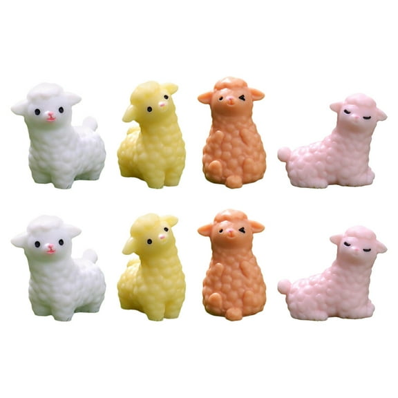 8Pcs Mini Alpaca Figurines Miniature Resin Animal Figurine Landscape Mini Alpaca Decor