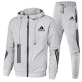 thumbnail image 3 of Sudadera con capucha y pantalones con cremallera para hombre, traje para correr de 2 piezas, ocio, fitness, transpirable, moda sencilla, alta calidad, primavera y otoño, 3 of 4
