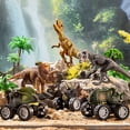 thumbnail image 4 of TEMI Dinosaurs Truck Toys para niños de 3 a 5 años, coche de transporte con 3 figuras de dinosaurios y 3 coches monstruo, vehículo de juguete de fricción en transportador con luz y sonido, juego de re, 4 of 4