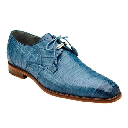 

Belvedere Umberto Blue Jean Genuine Caiman Crocodile Blucher Lace Shoes (10.5)