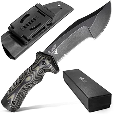 Full Tang Fixed Blade Tactical Knife for Men 9.4 Bowie Knife with Kydex Sheath & G10 Handle 8Cr14mov Survival Hunting Knives for Camping Outdoor Skinning$$Other