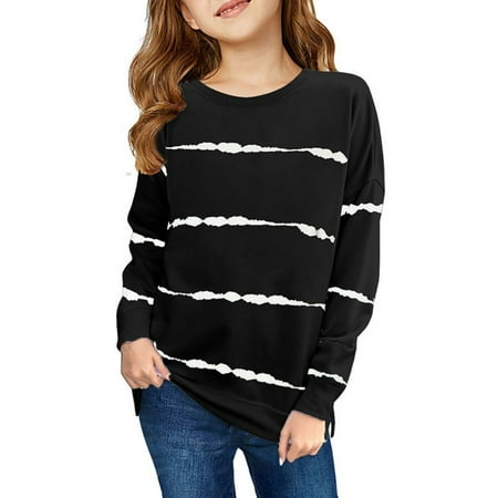 

Children Boy Girl Tshirts Crew Neck Casual Tee Long Sleeve Stripe Clothing Top