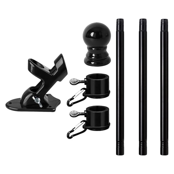 Kit de asta de bandera con soporte de montaje Asta de bandera de montaje en pared para decoración exterior de casas Negro
