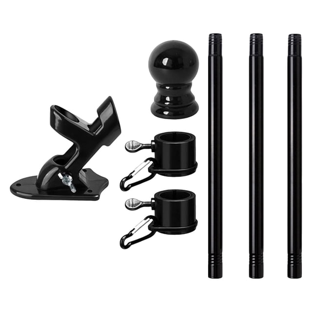 Kit de poste de bandera con soporte de soporte al aire libre en la casa fuera de la casa anillos giratorios para el jardín de vacaciones patio césped Negro