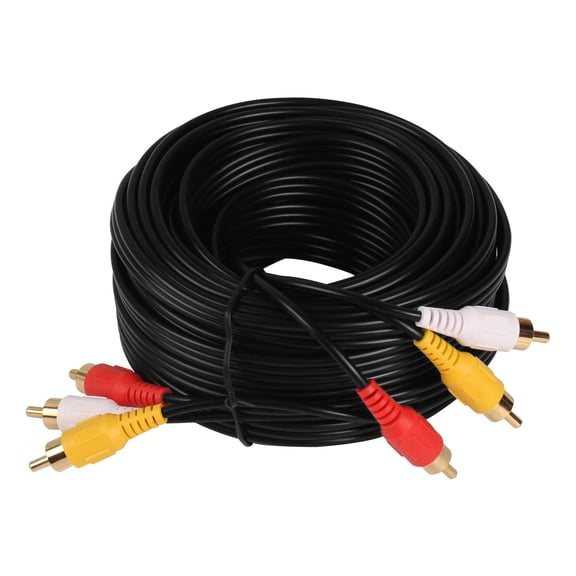 Simyoung Audio Video Cable,Composite Cord 30 ft RCA Male to RCA Male M/M AV Cable for Camera TV,DVD,VCD Black 30 feet