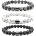thumbnail image 1 of 3 Pack Stop Smoking Bracelet, Black Gallstone Magnetic Anti-smoking Bracelet, Stylish And Versatile, Smoking Anti-anxiety Bracelet Men And Women, Heal, 1 of 5