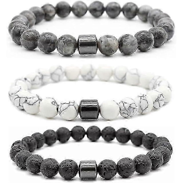3 Pack Stop Smoking Bracelet, Black Gallstone Magnetic Anti-smoking Bracelet, Stylish And Versatile, Smoking Anti-anxiety Bracelet Men And Women, Heal