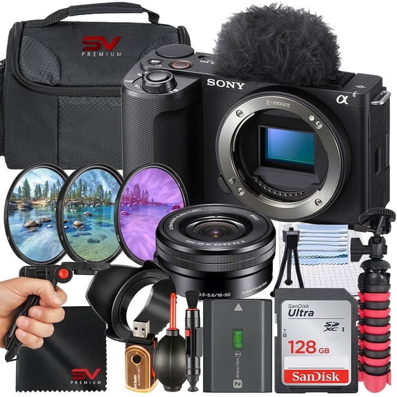 Sony ZV-E10 II Mirrorless Camera (Black) with 16-50mm Lens   128GB Memory Card   Tripod   SV Premium Accessory Bundle (International Model)