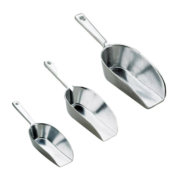 HIC Kitchen Flat Bottom Food Scoops, 5-Inch, 7.5-Inch, 8.75-Inch, Commercial-Grade Anodized Cast Aluminum, Set of 3