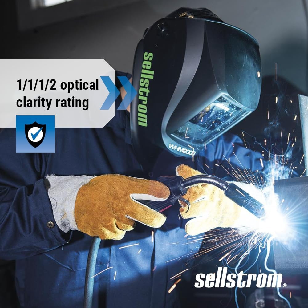 Sellstrom Welding Helmet - Auto Darkening - Thermoplastic - 3.94" x 2.36" Viewing Area - Shade 4/9-13 Variable ADF - Ratcheting Headgear - Black - Advantage Plus Series