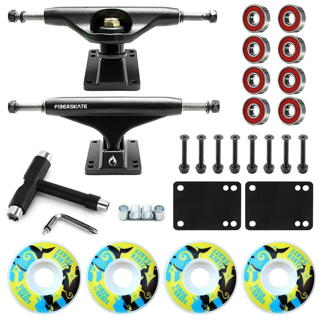 5'' Skateboard Trucks Wheels Bearings and T Wrench Set Longboard Wheel Riser Pads Skate Board Bridge Hardware Set