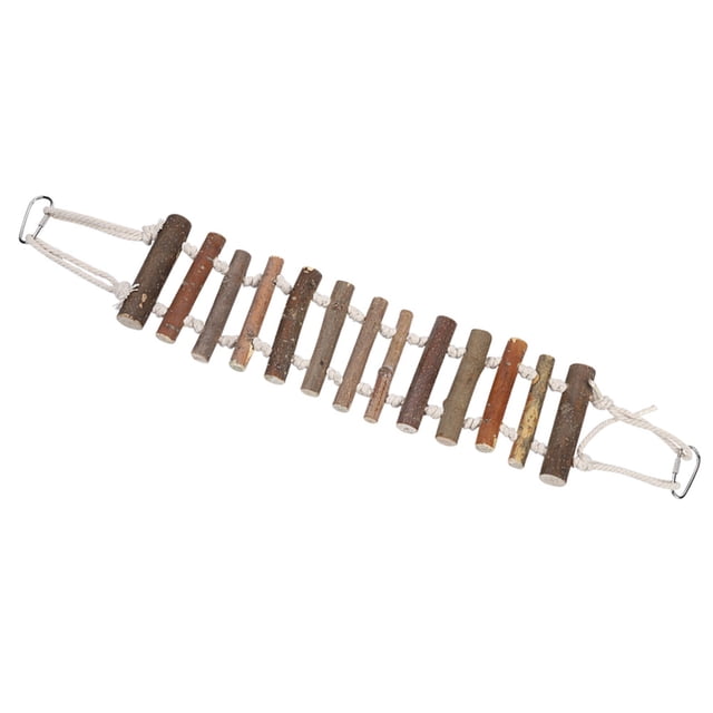Columpio y escalera de madera de cuerda Bling Bling Natural para loros Juguete colgante para escalar 1 ud