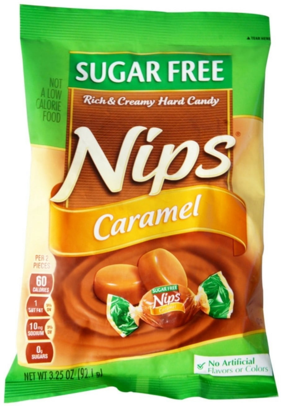 Nips Sugar Free Hard Candy Caramel 12 pack (3.25oz per pack) (Pack of 3