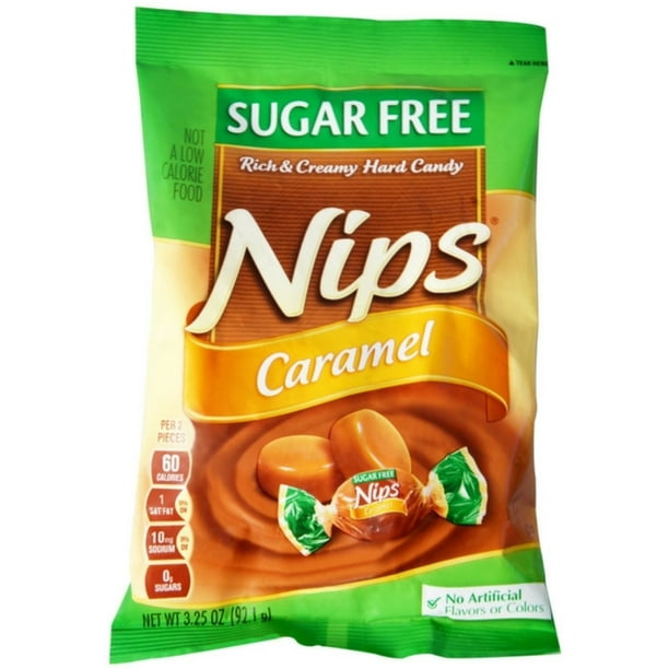 Nips Sugar Free Hard Candy Caramel 12 pack (3.25oz per pack) (Pack of 3