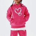 thumbnail image 5 of CPNG Teens Kids Unisex Boys Girls Sweatsuit 2 Piece Set Heart Print Sweatsuits Hoodie Sweatshirts and Sweatpants Set(Hot Pink,2-3 Years), 5 of 5