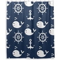 thumbnail image 2 of Retro Cartoon Whale Anchor Shower Curtain Waterproof Washable Bathroom Shower Curtain Polyester Cloth Fabric Bathroom Decor Set with 12 Hooks, 60x72 inches, 2 of 6