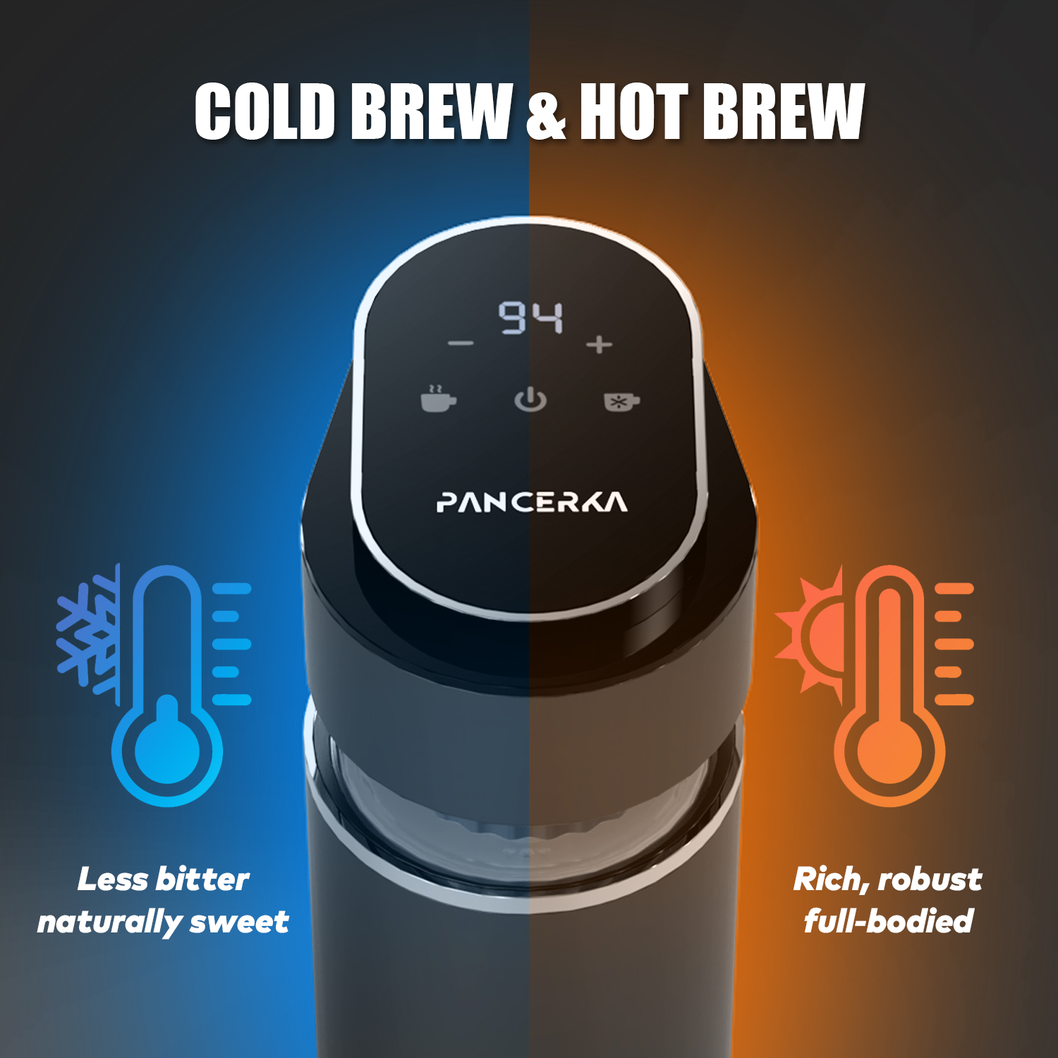 PANCERKA Portable Espresso Machine, Hot and Iced Coffee Maker, Adjustable Warm Plate, Black