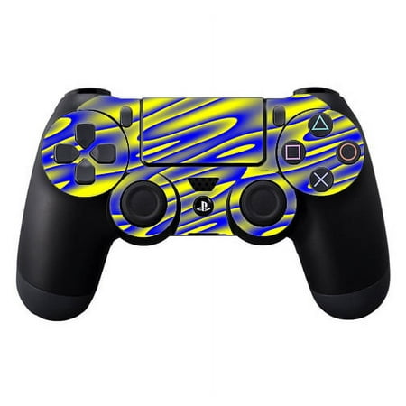 Skins Decals For Ps4 Playstation 4 Controller / Neon Blue Yellow Trippy