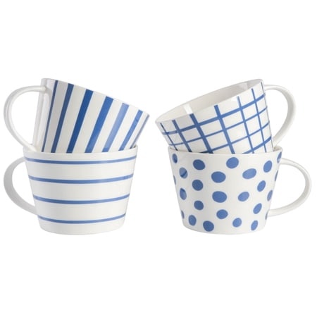 Gap Home New Light Blue 17-Ounce Light Blue & White Assorted Fine Ceramic Mug  Set of 4