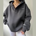 thumbnail image 6 of Xcmzpl Women's Fleece Hoodies Cute Solid Color Hooded Sweatshirt Trendy Sweater Tops Workout Long Sleeve Blouses Early Fall Fashion, 6 of 7