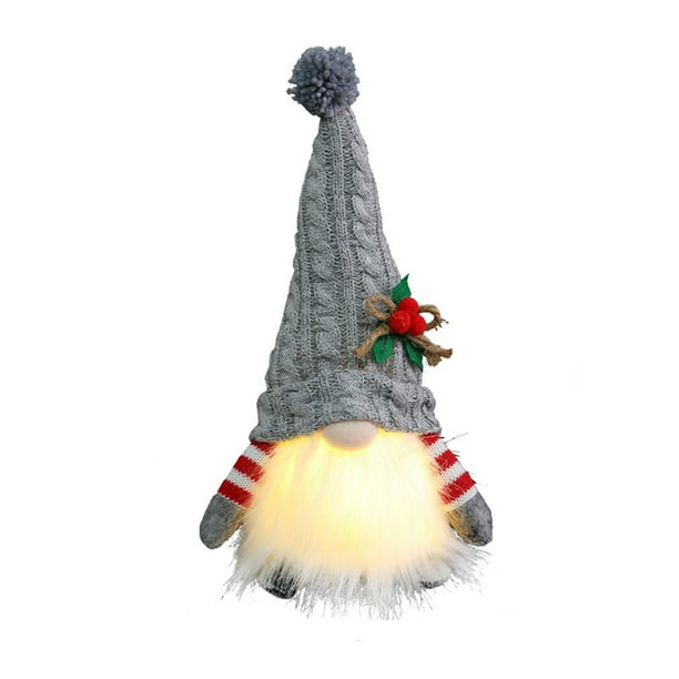 Wmhnj Muñeco de gnomo navideño con gorro de punto luminoso, luces brillantes, decoracin navideña, adorno de peluche para mesa, hogar y oficina