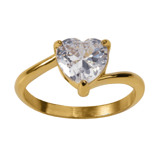 LuckyLy Anillos de Mujer de Compromiso y Promesa, Acero Inoxidable y Zirconia Cúbica de Corazón – Joyería ideal como Regalos para Mujer Navidad, San Valentín y Regalos para Mamá, Modelo Aida dorado 9