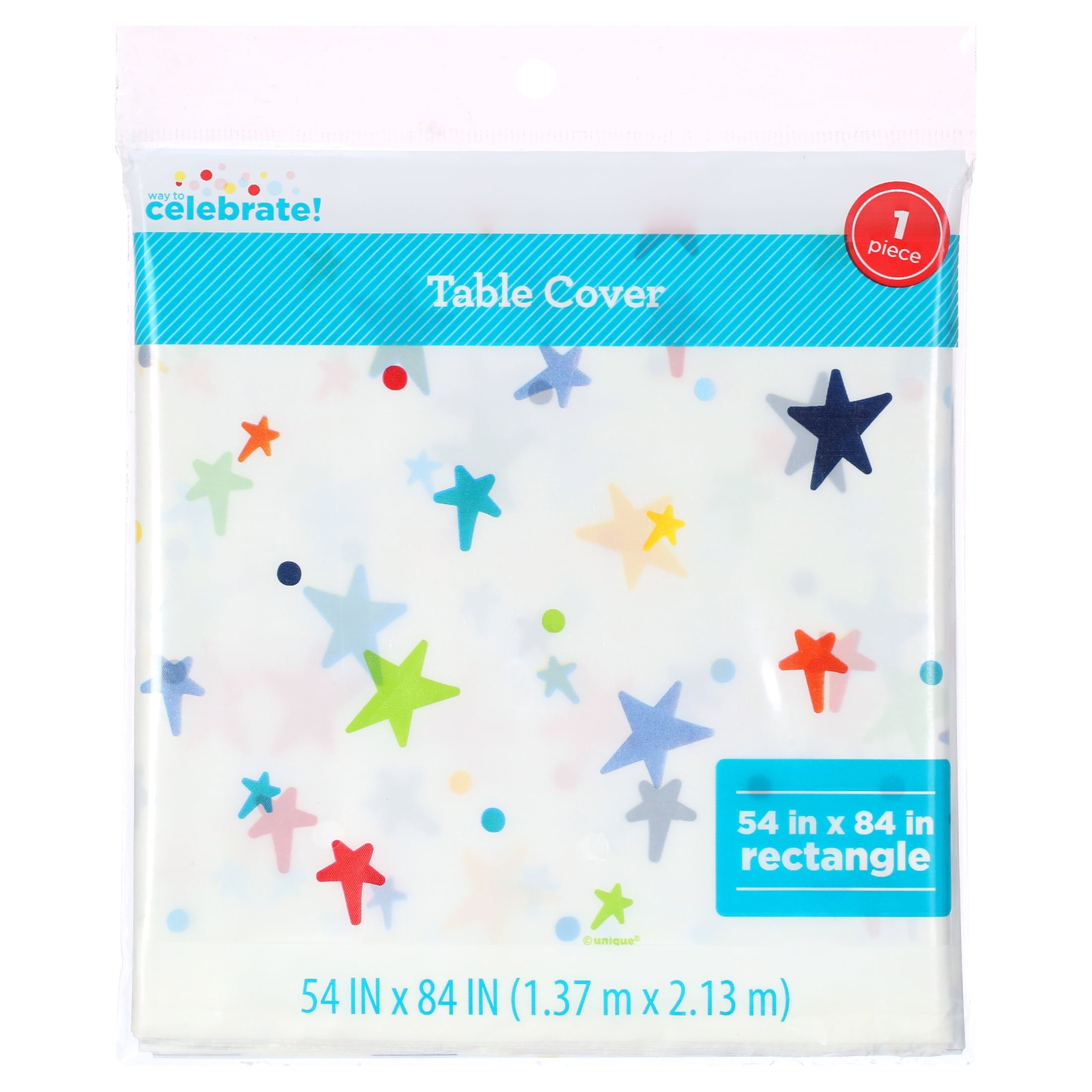 (6 pack) Bright Stars Birthday Plastic Party Tablecloth, 84 x 54in, by Way To Celebrate