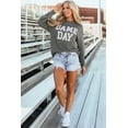 thumbnail image 6 of Women's Dark Grey Corded Game Day Graphic Long Sleeve Crewneck Top | [ZhiHiMeRi] | (US 12-14)L, 6 of 12