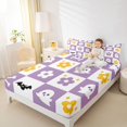 thumbnail image 3 of Feelyou Cartoon Bat Ghost Bed Sheets, Cute Lavender Floral Full Size Sheets, 4 Pieces, 1 Flat Sheet, 1 Fitted Sheet and 2 Pillowcases, 3 of 5