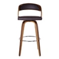 thumbnail image 3 of Armen Living Shelly 30" Bar Height Barstool in Walnut Wood Finish with Brown PU, 3 of 5