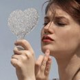 thumbnail image 2 of Miangastore Heart Shaped Mirror Rhinestone Purse Mirror Compact Travel Mirror Handheld Mirror With Handle, 2 of 9