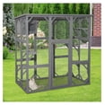 thumbnail image 3 of JTAOT Catio Outdoor Cat Enclosure Large Wooden Outdoor Cat House with Small House, Cat Cage with 6 Platforms and Weather Protection (Gray,63" x 31.1" x 59.33"), 3 of 7