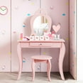 thumbnail image 2 of Costway Kids Vanity Set Princess Makeup Dressing Play Table Set W/Mirror  Pink, 2 of 10