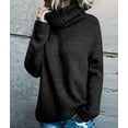 thumbnail image 5 of Women Oversized High Neck Pullover Sweater Cable Knit Long Sleeve Sweater Tops Black XL, 5 of 9