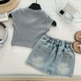thumbnail image 6 of Clothes for Girls Clothing Sets Suitable For 3 10 Year Old For Casual Summer Wear. Blouse Top And Denim Short Skirt Set. Casual Clothing. Comfortable Elastic Material. For Daily Wear.(Size:7-8 Years), 6 of 8