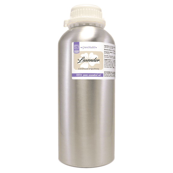 GreenHealth Lavender Essential Oil 32 fl oz (946 ml) Aluminum Bottle w/ Plug Cap