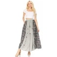 thumbnail image 5 of Sakkas Maran Women's Boho Embroidery Skirt with Lace Elastic Waist and Pockets - Grey - One Size, 5 of 5
