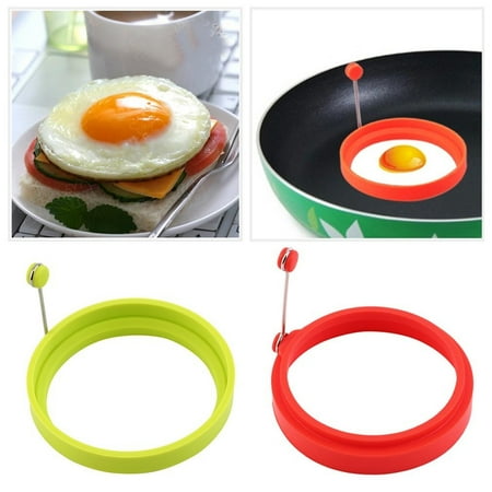 

4 Nonstick Silicone Fried Egg Pancake Ring Round Frying Egg Mould Red Set of 8