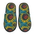 thumbnail image 2 of KLL Sunflowers Slippers for Women Men House Slip on Indoor Outdoor Bedroom Furry Fleece Lined Ladies Comfy Anti-Skid Rubber Hard Sole-, 2 of 8