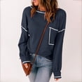 thumbnail image 2 of WEAIXIMIUNG Sweatshirts Oversize pour Femmes Coupe Ample Couleur Unie Poche Col Rond Tricoté Manches Longues, 2 of 6