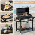 Outdoor Grill Cart Table, Outside Pizza Oven Stand with Wheels, Bottles